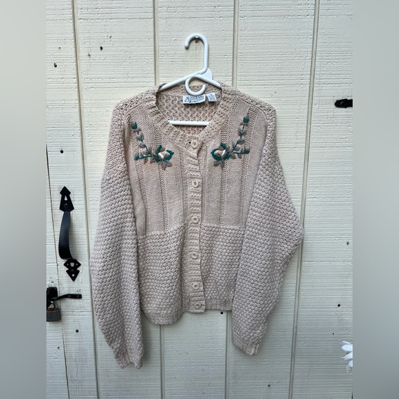 Autograph American Clothing Womens M Sweater Vintage Cream Cable Knit Cardigan - Picture 1 of 5